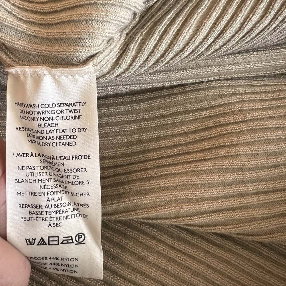 Anthropologie Petites Off-the-Shoulder Slim Knit Midi Dress Taupe Size SP - Picture 13 of 14